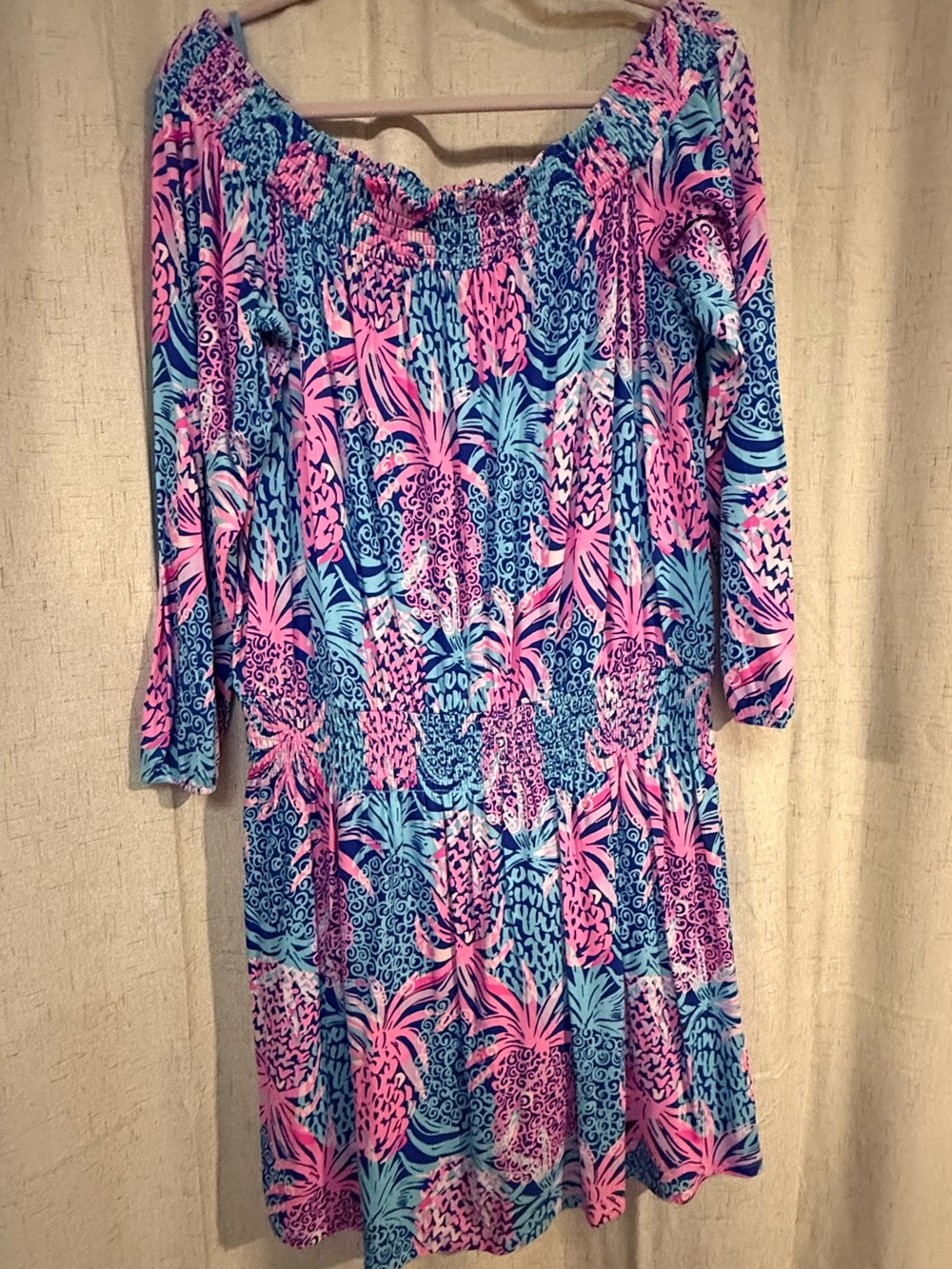 Lilly Pulitzer Pink & Blue Off-Shoulder Jumpsuit Romper